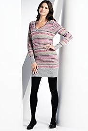 Long Sleeve Knitted Stripe Dress with Angora Long Sleeve Knitted Stripe Dress with Angora