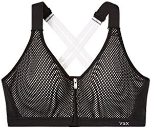 Victoria's Secret VSX Incredible Front-close Strappy-back Sport Bra White/Black Mesh (36C)