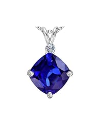 Original Star K (tm) Large 12mm Cushion Cut Simulated Tanzanite Pendant in 925 Sterling Silver
