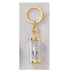 Religious Key Chain - Encased Our Lady of Grace Figurine - MADE IN ITALY
