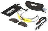 Ladgecom Silver Sports Sunglasses for Cycling & Running with Dark Lens, Spare Yellow Lens, Head Strap, Hard Case and Cleaning Cloth