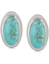 Sterling Silver Turquoise Inlay Oval Clip-On Earrings