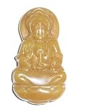 Jade Pendant 03 Spiritual Kwan Yin Yellow Goddess Crystal Gemstone 1.5