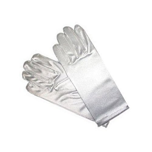 Girls White Satin Gloves