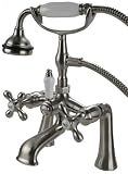 Claw Foot Tub Filler with Handheld Shower, Satin Nickel Finish - Plumb USA