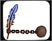Decorated Mouse Pad with bird, shackle, chain, ball, feather