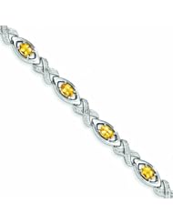 Genuine .925 Sterling Silver Diamond & Citrine Bracelet 9.7 Grams . 100% Satisfaction Guaranteed.
