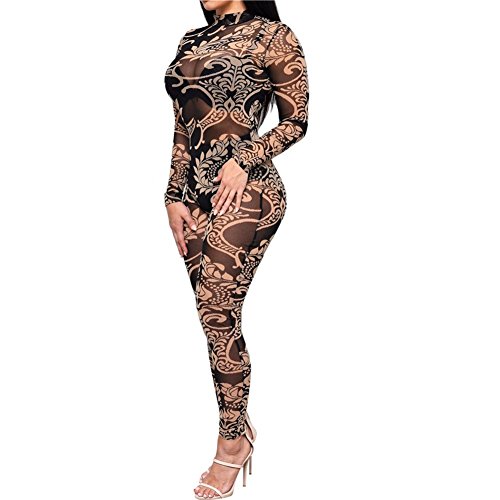 Women jumpsuits tribal tattoo printed dumpsuit sexy bodysuit play…