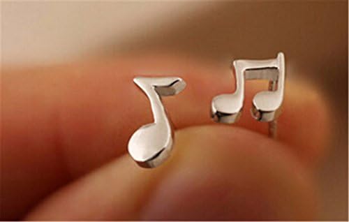 Tiny Susie simply style delicate handmade music note staff hair-brushed party pattern symbol 925 sterling silver earrings ear stud