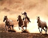 Cowboy roping Horses Art Print Poster western - 13x19