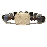 Dumortierite Bracelet 02 Stretch Black Jet White Magnesite Crystal Healing Beaded Gemstone Reiki Stone