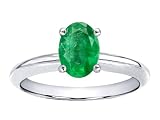 0.90 cttw Genuine Emerald Solitaire Engagement Ring LIFETIME WARRANTY