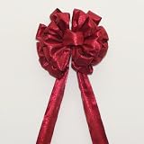 Large Gift Package Bow, Red Metallic, 12" Diameter with 36" Ribbon Tails, 2 1/4" Wired Edge Ribbon, 21 Loop Bow