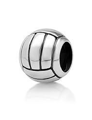 Chuvora Sterling Silver Volleyball Bead Charm Fits Pandora Bracelet