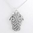Large Celtic Lovebird Knot Pendant in Sterling Silver on 18" Snake Chain, #8391