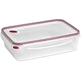 Sterilite 03426604 Ultra-Seal 16 Cup Food Storage Container, See-Through Lid & Base with Rocket Red Accents, 4-Pack