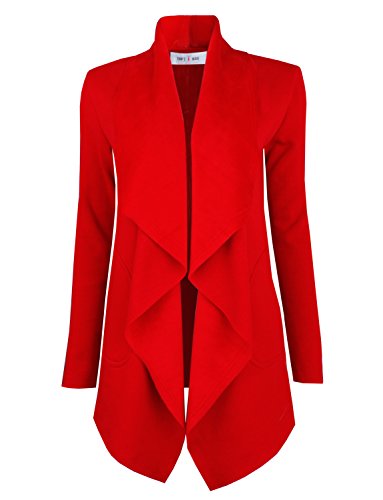Tom's Ware Womens Elegant Open Front Wide Lapels Coat