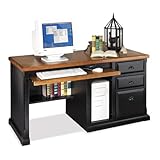 Southampton Onyx Computer Desk with Oak Top Medium Oak Top/Southampton Black Onyx