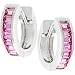 NEW White Gold Silver Pink Ice Hoop Earrings