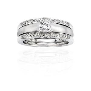 14k White Gold 3-Piece Princess-Cut Diamond Bridal Ring Set (1 2 ct Center 3 4... by Amazon Store Card