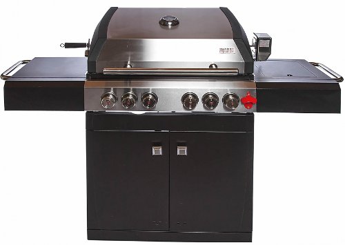 Swiss Grill A250B Arosa Series Stainless Steel Grill with 4-Piece Burner Unit/Infrared Rear Burner/Infrared Side Burner/Rotisserie Kit/Stainless Steel Components/Powder Coated Cart