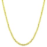 10 Karat Yellow Gold Hollow Rope Chain Necklace (18 Inch)