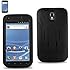 Premium Heavy Duty Hybrid Case Cover (Outer Silicone Rubber Skin + Inner Durable Hard Shell W/Kickstand) - T-MOBILE HERCULES GALAXY S2 (MODEL SGH T989 HERCULES) BLACK