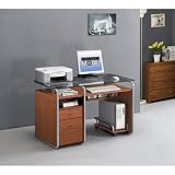 Computer Desk with File Cabinet - Dark Honey