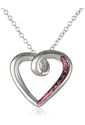 Sterling Silver Red Diamond-Accented Open Heart Pendant Necklace, 18"