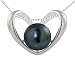 Sterling Silver Heart Pendant with Freshwater Cultured Peacock Black Button Pearl (9.5-10mm), 18