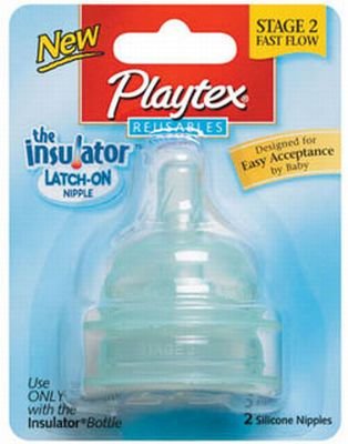 Playtex Baby Drop-Ins Orthodontic Latex Nipple Medium Flow,2-count (3-Pack)