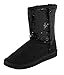 Soda Women's Bling Comfy Casual Flat Ankle Boots in Black Sequin