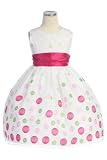New Multi Colored Dotted Flower Girl Dress in Choice of Fuchsia or Aqua Sz 2 to 12 Girls