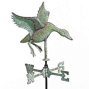 Polished Copper Duck Weathervane, Roof Mount, POLISHED COPPER ROOF MOUNT