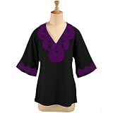 Floral Embroidered Silk Top (Petite, Tall & Misses Sizes XS-3X)