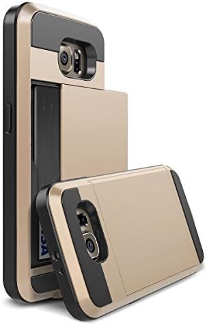 Samsung Galaxy S6 Case with Hidden Credit Card Slot; Drop Protective Case; Prevents Scratches (Card Slot-Gold)
