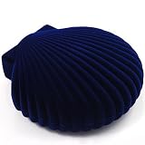 Large Dark Blue Velour Shell Necklace Box