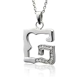 Men's Sterling Silver Alphabet Initial G Diamond Pendant Necklace (HI, I, 0.11 carat)
