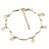 Golden Coins Board Ball Ankle Bracelet Anklet Lobster Clasp