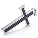 KONOV Carbon Fiber Stainless Steel Mens Cross Necklace Pendant, Black Silver, 24 inch Chain