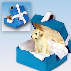 Yellow Lab - "You Are Special" Blue Gift Box Ornament
