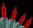 Set of 140 Red Everglow Chasing Mini Christmas Lights - Green Wire