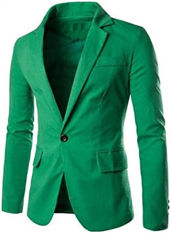 Coloroo Mens One Button Cotton Slim Blazer Suit Jacket Coat