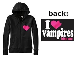 I Heart Vampires Bite Me Zippered Hooded Sweatshirt