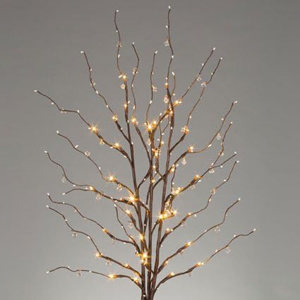 LED Lighted Branches, 39 in, Acrylic Crystals, Timer, Battery Operated