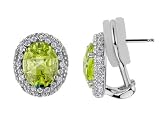 CRISLU Sterling Silver Checkerboard Sugar Drop Earrings with 2.60 Carats (ctw) Peridot Cubic Zirconia (CZ)