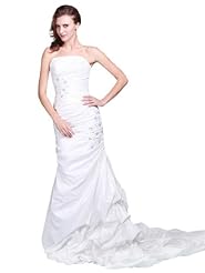 Satin/Taffeta Mermaid Lace-Up Applique Wedding Dress  with a Court Train 