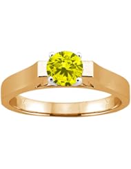 0.55 Ct Round Canary SI1/SI2 Diamond 18K Yellow Gold Solitaire Ring