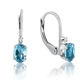 Sterling Silver Swiss Blue Topaz and Diamond Lever-Back Earrings (1cttw)