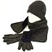 Men's Winter Fleece Hat Scarf Gloves Set Charcoal Gray with Navy Medium